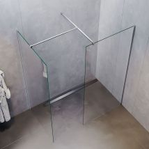 Sirhona - sonni Mampara de ducha Walk in 120x200cm con panel lateral de 76cm Mampara de ducha de nano cristal de 8mm con barra estabilizadora