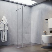 Mampara de ducha nano esg 8mm mampara de ducha Mampara de ducha de cristal con estabilizador 110x200cm con puerta abatible 30x195cm - Sonni