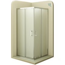 Mampara de Ducha diana 77-100x100x180cm Perfiles de Aluminio Cromo, Vidrio Satinado de Seguridad 6MM y Puerta Corredera con Sistema de 16 Rodillos