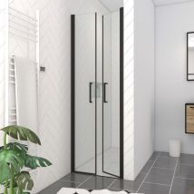Mampara ducha doble puerta pivotante - flappy negro 70 - 70X200CM - perfil negro mate - cristal transparente 6MM