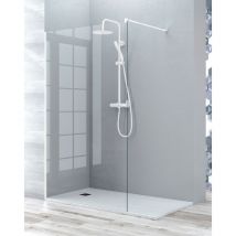 Mampara Ducha Fijo Walk In Vidrio Templado 8mm Antical Transparente Altura 195cm 80 cm (1 fijo) Perfil Blanco Mate