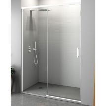Jysan - Mampara Ducha Frontal 1 puerta 1 fijo Corredera Vidrio Templado 6mm Antical Transparente Perfil Blanco Mate 185 cm (Adaptable 179-184cm)