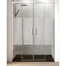 Jysan - Mampara Ducha Frontal 2 puertas 2 fijos Cristal Templado 6mm Antical Serigrafía Altura 195cm Perfil Cromo Brillo 150 cm (Adaptable 147-152cm)