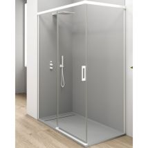 Jysan - Mampara Ducha Rectangular Corredera Acceso Frontal Vidrio Templado 6mm Antical Transparente Perfil Blanco Mate 120 (Adaptable 115-120cm) x 100