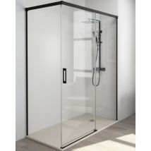 Jysan - Mampara Ducha Rectangular Corredera Acceso Frontal Vidrio Templado 6mm Antical Transparente Perfil Negro Mate 125 (Adaptable 120,1-125cm) x 90