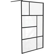 Ondee - Mampara fabrilia - Vidrio templado - Acabados negro mate - 90x200x0,8cm