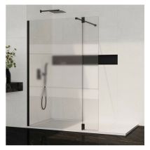 Mampara SCREEN BLACK cristales fijos + abatible con bisagras Cristal: Frost, Medida total de los cristales: 113 cm Fijo de 78 + Abatible de 35 +