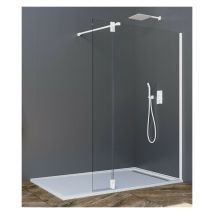 GME - Mampara screen white cristales fijos + abatible con bisagras Medida total de los cristales: 123 cm Fijo de 88 + Abatible de 35 + brazo sujecion