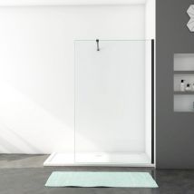 Ducha Casa - Mampara de ducha frontal 1 hoja sin marco exterior, 8mm cristal templado antical, barra 73-120cm y perfil negro, 70x200cm