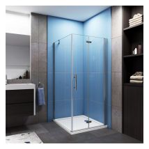 Mamparas Angular Plegable + Panel Fijo 6mm Antical 100x70x185cm + Plato de Ducha