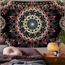Mandala-wandteppich – Indisch/bohemisch – Hippie – Wanddekoration – Rosa Lotusmotiv – Ästhetisch – Für Schlafzimmer, Studentenwohnheim, 150 X 130 Cm