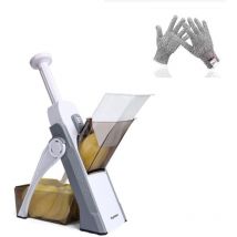 Mandoline de Cuisine Safety Slicer Manuelle Multifonction Tous Coupe Légumes Lame en acier inoxydable, Julienne, Cubes, Fcoupe Patate Frite carotte,