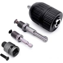 Mandrin de perçage rapide 2-13 mm 1/2' x 20UNF avec 1/4 hex, 3/8' sds Plus, adaptateur pour clé à chocs, mandrin de perçage sans clé pour perceuse,