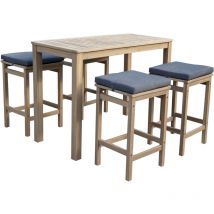 Happy Garden - Mange debout aruba en acacia 4 places - coussins gris