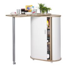 Beaux Meubles Pas Chers - Mange-Debout Chêne Blanc Table Pivotante 3 Niches 104,8 x 105,1 x 44 cm
