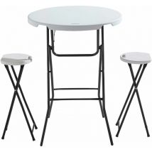 Mange-debout pliable et 2 tabourets pliants