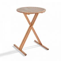 Oviala - Mange-debout pliant rond en bois d'eucalyptus