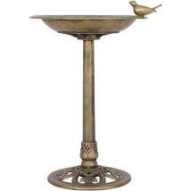 Mangeoire à oiseaux de jardin sur pied bain d'oiseau mangeoire sur poteau en pp dia. 50 cm haut 76 cm bronze