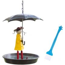Mangeoire à oiseaux en métal avec chaîne suspendue pour fille et parapluie