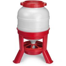 Mangeoire à Trémie Volailles Plastique Avec Pieds 30l Rouge Et Blanche Gaun