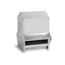 Mangeoire à Trémie Volailles Métal Galvanisé Avec Protection Anti-pluie 50kg Gaun