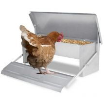 Jopassy - Mangeoire automatique pour poules en acier galvanisé 5 kg - Avec pédale automatique et imperméable - Couverture pour poulet pour volaille