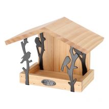Mangeoire murale en bois motif oiseaux