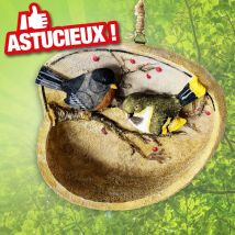 Mangeoire oiseaux à accrocher décor 2 oiseaux