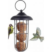 Mangeoire à oiseaux, mangeoire à oiseaux en métal à l'épreuve des écureuils mangeoire à oiseaux fer à suspendre automatique porte-boule de graisse