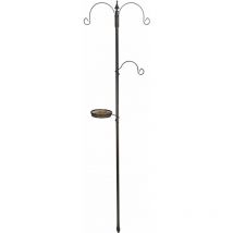Mangeoire pour oiseaux - Hauteur env. 190 cm - 3 supports pour boules de graisse et mangeoire