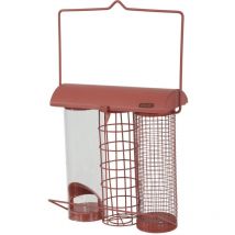 Mangeoire trio rouge terracotta pour oiseaux Zolux