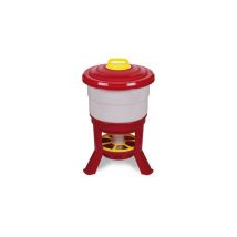 Mangeoire à Trémie Volailles Plastique Avec Pieds Imperial Easy Clean 40l Rouge Et Blanc Gaun