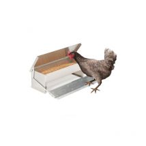 Mangeoire xl pour poules distributeur automatique à pédale en acier 5 kg