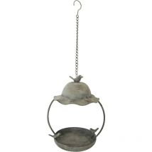 Mangiatoia sospesa con cappello in ferro patinato