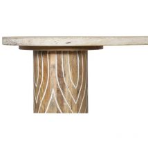 Urban Deco - Mango Wood Double Pedestal Console Table, Hand Carved Indian Wood in White Washed Finish - white