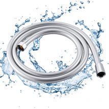 Manguera ducha Lonheo Max 150 cm,antitorsión y antidobleces, flexible, de PVC suave, antifugas y antiexplosiones,conexión estándar 1/2", plateado