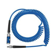 Riegler - Manguera espiral pu azul conexión de seguridad y enchufe NW74 10x65mm 10m