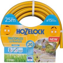 Hozelock - Manguera de jardín Ultraflex antitorsión 40% pvc reciclado 15 mm 25 m amarillo gris