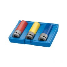 Revestimiento de manguitos de choque 1/2'', con polaina de protección, cantidad : 3 unidades, Contenido 17 (azul) 19 (amarillo) 21 (rojo) mm