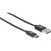 USB-Kabel usb 2.0 usb-a Stecker, usb-c Stecker 3.00 m Schwarz 354936 - Manhattan