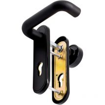 00236 - Set maniglia antincendio con pomello fisso e foro da 72 mm per porta. Con piastra in acciaio e nylon e finitura nera. 168 x 44 mm. - Micel