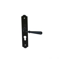 Maniglia della porta su piastra stretta con chiave classica modello Beynac - Ferro nero