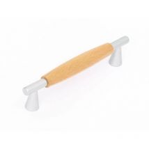 Maniglia in legno frassino con inserti in metallo cromato 64 mm