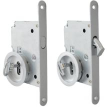 Maniglia per porta scorrevole interna ad incasso con serratura e chiave tonda colore: cromo sat