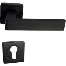 Maniglia per porte in palissandro in alluminio nero quadrato 'Natalya +1 Coppia di rose cilindriche