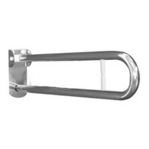 Maniglione barra cm 80 con porta rotolo e piastra lunga inox bianco