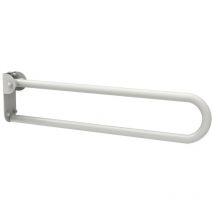 Maniglione barra ribaltabile con piastra lunga 80 cm inox bianco