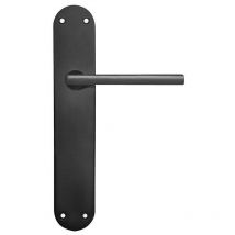 Manilla de aluminio Rental R – Acabado negro mate – 241 mm x 45 mm – Ideal para puertas de paso