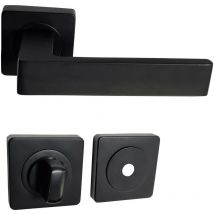 Manilla cuadrada negra 'Natalya'en aluminio para puertas manijas de puerta 'Natalya' Negro en aluminio +1 Par de rosetas de condena
