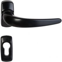 Klose Besser - Manilla de Puerta Con Rosetas «stellus» Aluminio + 2 Rosetas de Cilindro Negro